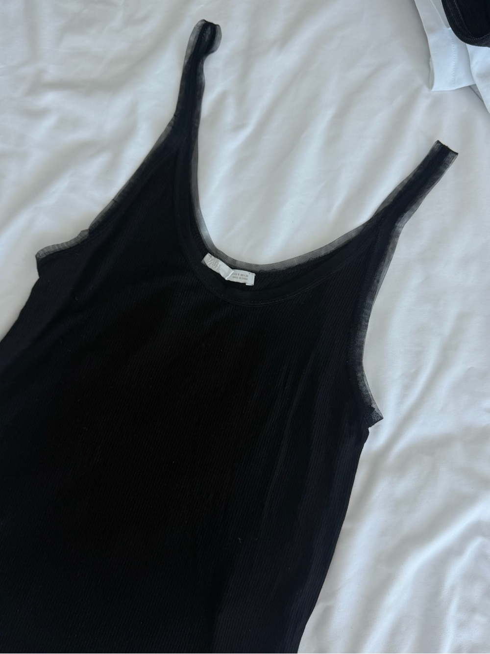Zara black Ribbed Tank Top with strap detail